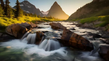  Mountain river in Glacier National Park, Montana, United States. © Iman