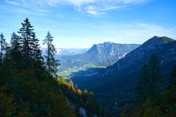 Obraz premium Beautiful view of the village in Austria. Bad Goisern, Upper Austria. 