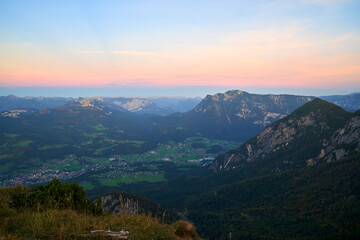 Obraz premium Beautiful view of the village in Austria. Bad Goisern, Upper Austria. 