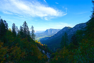 Obraz premium Beautiful view of the village in Austria. Bad Goisern, Upper Austria. 