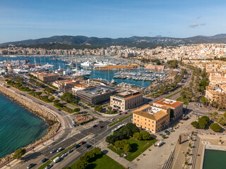 Fototapeta na wymiar Palma de Mallorca view from drone