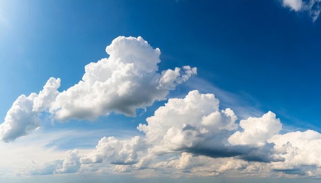 panoramic blue sky background with white clouds on a sunny day