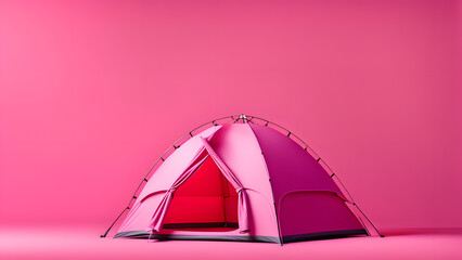 3D Pink Camping Tent View. Perfect for Nature Themed Marketing Campaigns