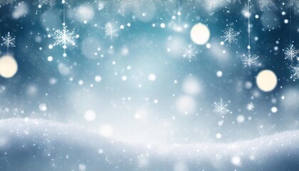 Fototapeta na wymiar christmas glow winter background defocused snow background with blinking stars and snowflakes