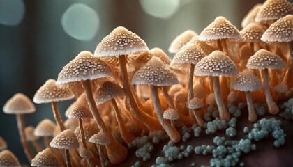 winter honey fungus mushroom as a background macro