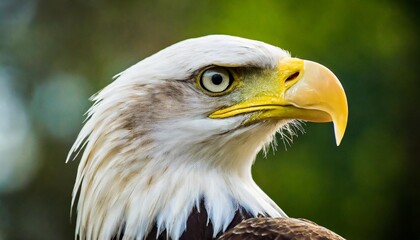 close up of eagle portrait on dark background
