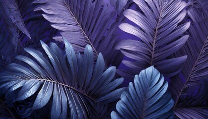 tropical leaf background purple blue toned