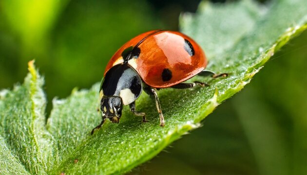 ladybug on leaf macro photo