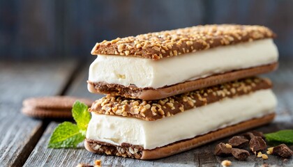 vanilla and cookie ice cream sandwich bars