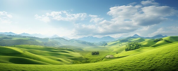 Fototapeta premium vast expanse of rolling hills covered in lush green