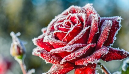 red roses covered with hoarfrost