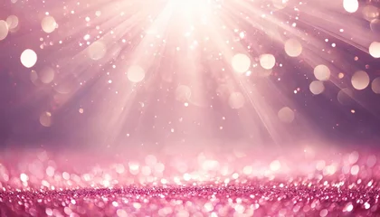 Foto op Aluminium soft pink glitter sparkles rays lights bokeh festive elegant abstract background © Raymond