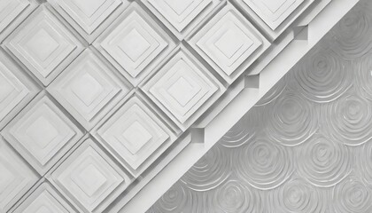 step offset white concentric cubes or rectangles background wallpaper banner flat lay top view from above - obrazy, fototapety, plakaty