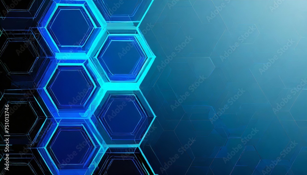Wall mural abstract blue hexagon geometric pattern technology background - Wall murals