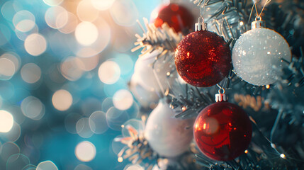 Obraz na płótnie Canvas red christmas ball on tree