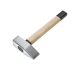Hammer with wooden handle on transparent background