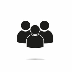 Crowd icon, person symbol, group symbol, for website design, logo. A  icon of people in a flat style, highlighted on a white background.