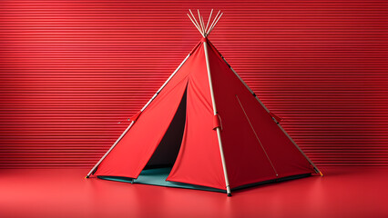 3D Red Camping Tent. Escape into the Wilderness. Ideal for Promoting Outdoor Adventure Retreats