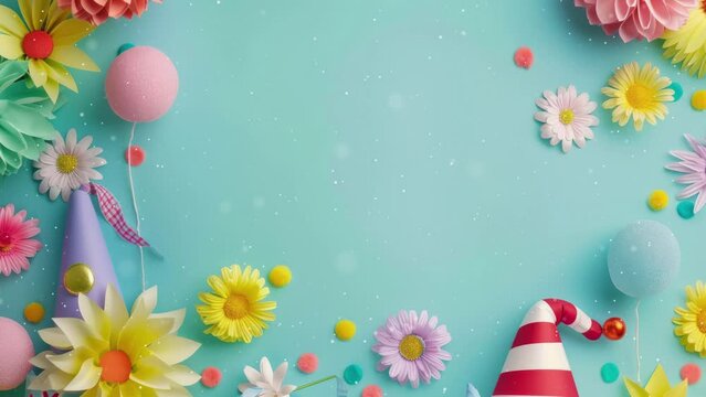 Happy april fool's day background with party decorations.