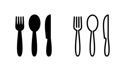 spoon and fork icon set. spoon, fork and knife icon vector. restaurant icon