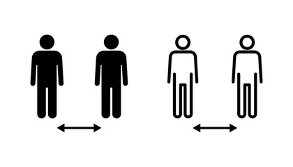 Social distance icon set. social distancing icon. self quarantine sign