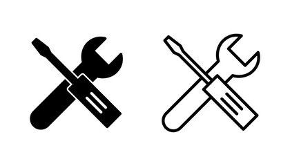 Repair tools icon set. tool icon vector. setting icon vector. Wrench and screwdriver. support, Service