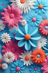 Fototapeta na wymiar Pink and blue flowers background