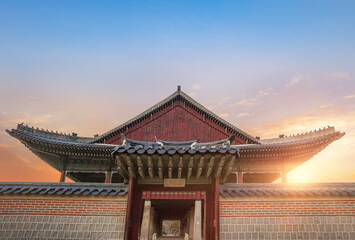  Sunset at Gyeongbokgung Palace in Seoul South Korea