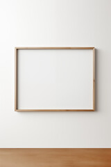 Minimalist Wooden Frame on a Clean White Wall: Gallery Aesthetics