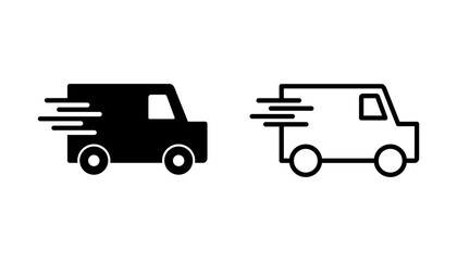 Fast shipping delivery truck icon set. Delivery truck icon. fast delivery icon