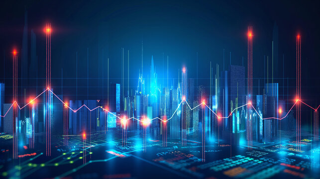 Background of economic trends for business ideas and trading on stock exchanges.