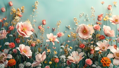 Flowers background. Floral wallpaper. Spring flowers. 3d illustration