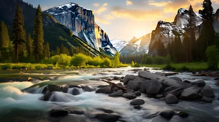 Poster Panoramic view of the mountain river in Yosemite National Park, California, USA © Iman