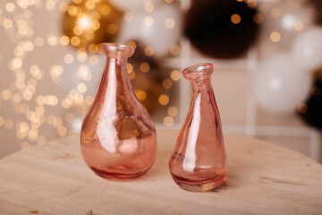 Glass vase. Decoration for comfort in the home