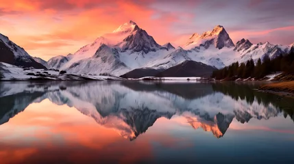 Foto auf Glas Panoramic view of Mount Cook at sunrise, New Zealand. © Iman