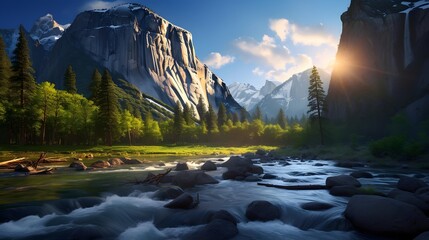 Beautiful panoramic view of Yosemite National Park in California, USA
