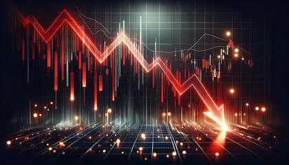 Stock Market Analysis, Visual 3D Graphical Representation of Financial Data during inflation - obrazy, fototapety, plakaty