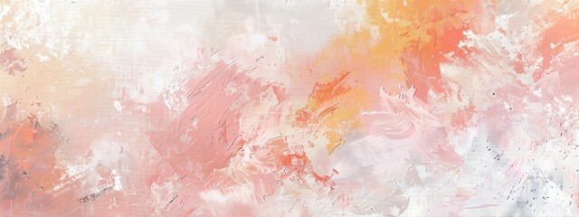 The focus is a cluster of warm peach and pink tones, emerging like a sunrise amidst a pale sky