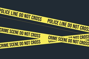 Crime Scene Tape on black background. Illustration design. Yellow line. 