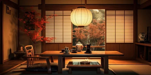 Fotobehang Retro style japanese interior room. © Влада Яковенко