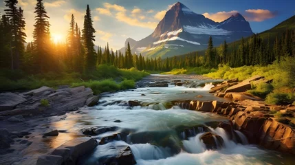 Foto auf Acrylglas Antireflex Panoramic view of the mountain river in the Rocky Mountains of Canada © Iman