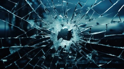 Naklejka na ściany i meble a broken glass with a hole in it