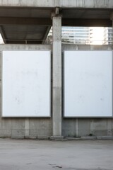 two white signs on a concrete wall