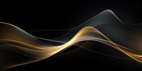 a black background with gold and white waves