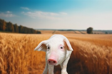 Cute ping Domestic pig on background