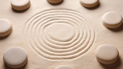 Foto op Plexiglas a group of round stones in sand © sam