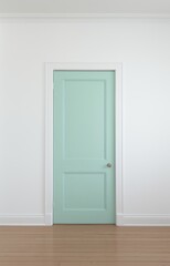 a green door with a white frame