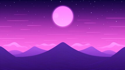 a purple landscape with a pink moon