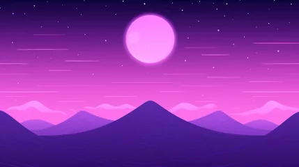 Schilderijen op glas a purple landscape with a pink moon © sam
