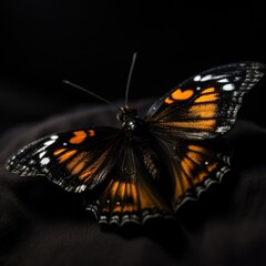 Fototapeta premium a butterfly on a black surface